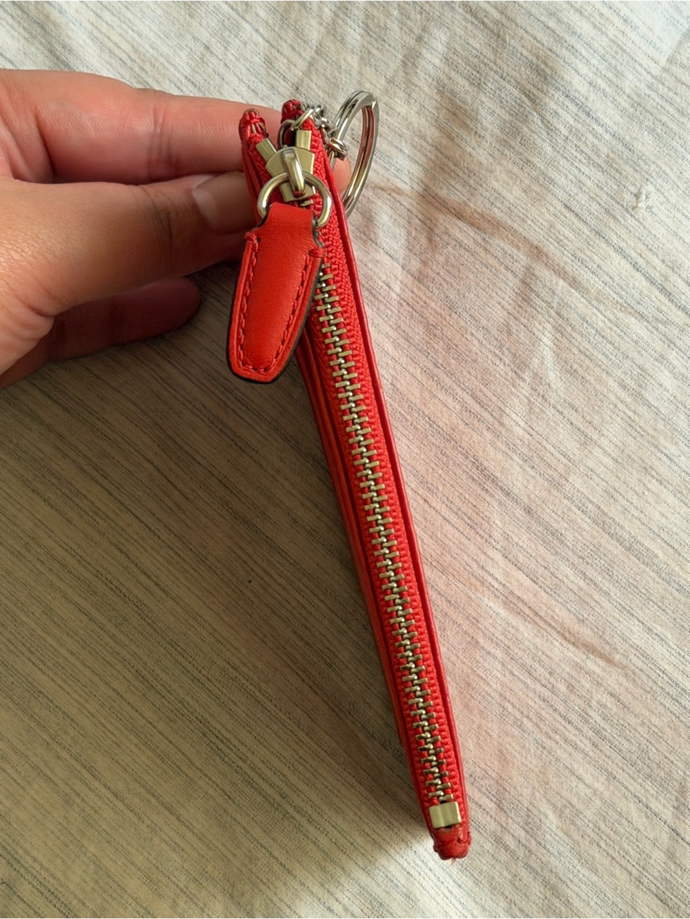 Vintage Coach Red-Orange Leather Card Case with Keyring - Picture 3 of 7